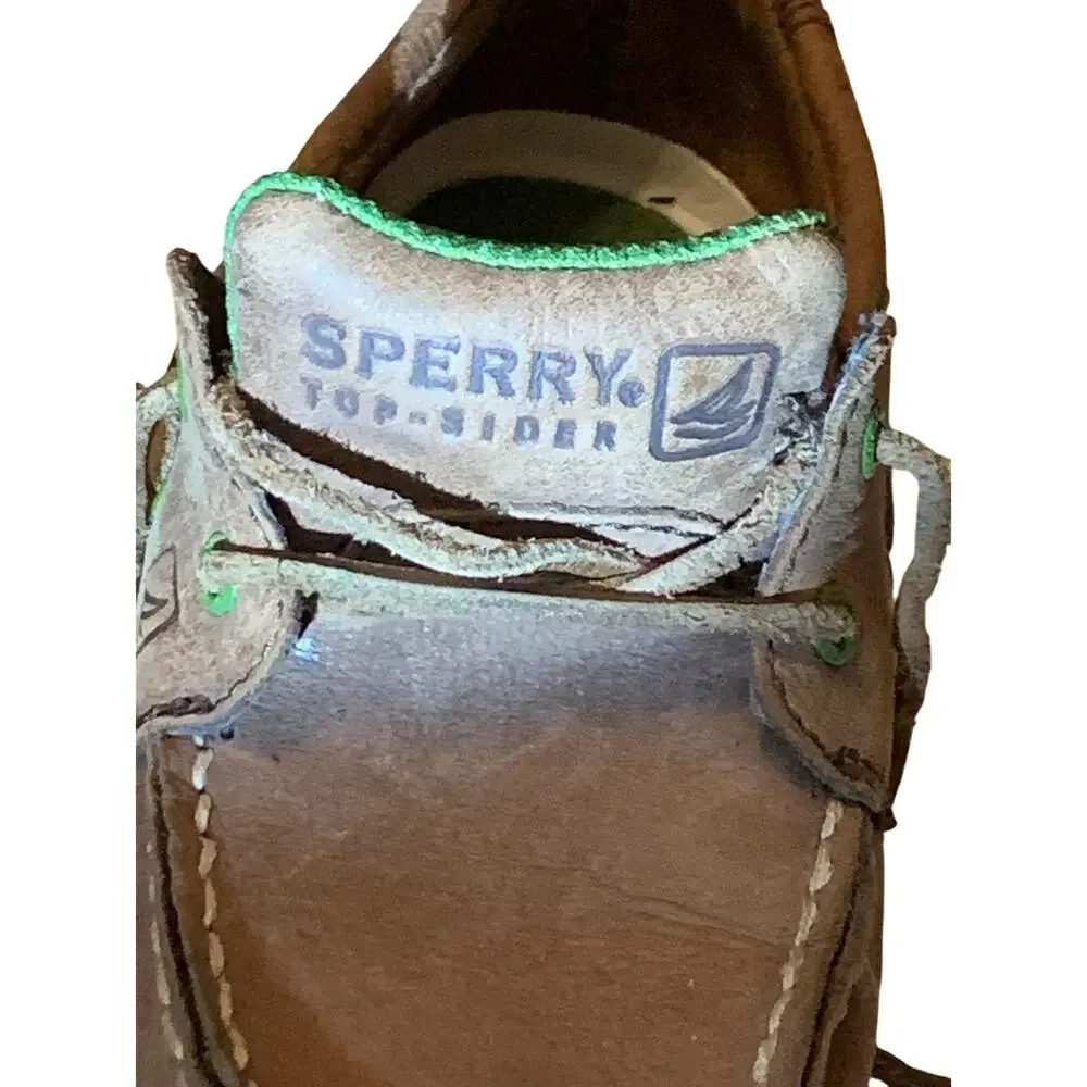 Sperrys Top Sider Boat Shoes Boys 13.5 Brown Spy Cupsole 2-Eye Nautical Leather - Picture 2 of 12